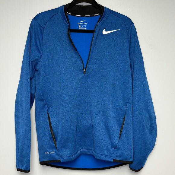 Nike Golf Outdoor Sports Dri-Fit 1/4 Zip Blue Fleece Pullover Mens Sz S - Picture 2 of 6